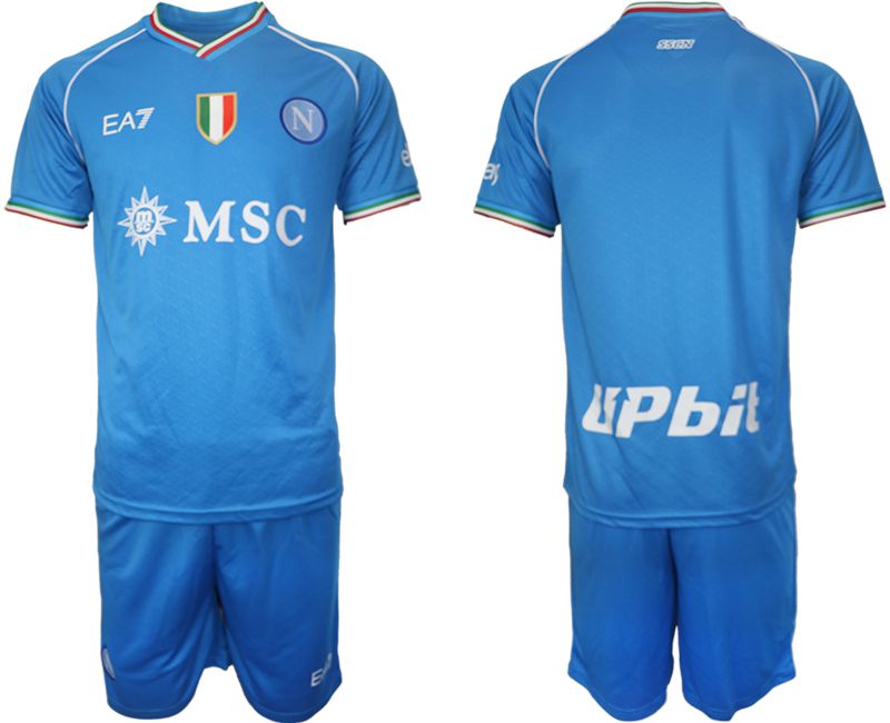 Men 2023-2024 Club SSC Napoli home blank blue Soccer Jersey->other club jersey->Soccer Club Jersey